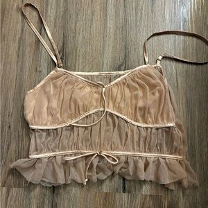 Sheer Ruffle Cami Top in Nude Pink
